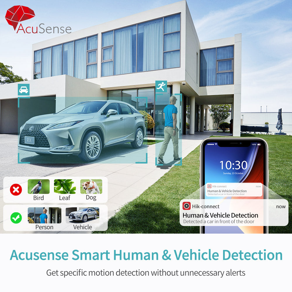 Hikvision Compatible 8MP Acusense Smart Hybrid Light Fixed Dome POE IP Camera with Motion Detection