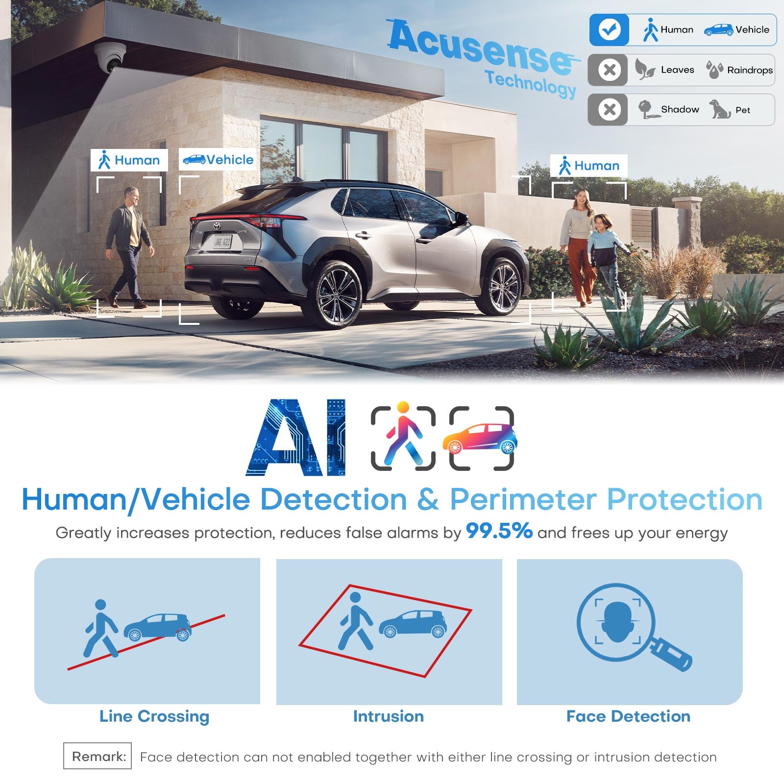 Hikvision Compatible 8MP Acusense Smart Hybrid Light Fixed Turret PoE IP Camera Built-in 2-way Mic and Motion Detection