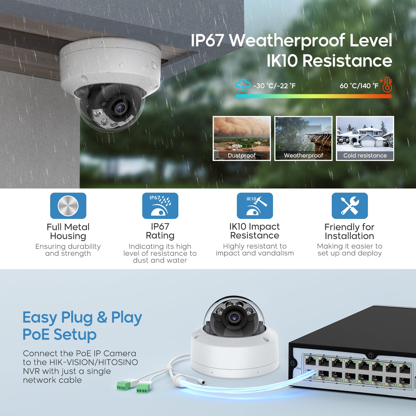 Hikvision oem DS-2CD2187G2H-LISU 8MP ColorVu PoE Dome IP Camera Hybrid Light MIC