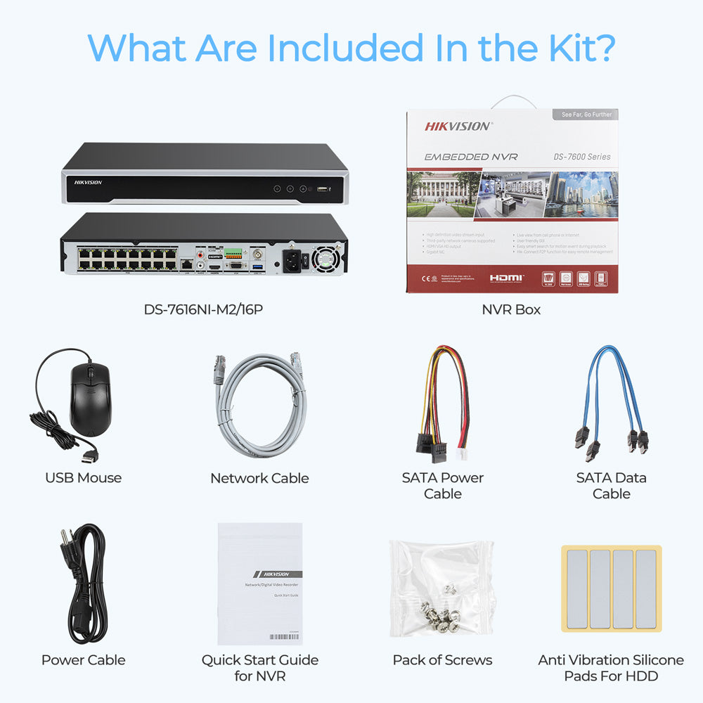 Hikvision DS-7616NI-M2/16P 32MP 8K 1U 16Channels 16PoE Network Video Recorder