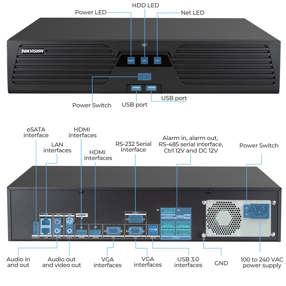 Hikvision 32CH 8K NVR DS-9632NI-M8 12MP 8SATA 8K 32MP 32Channel Network CCTV NVR