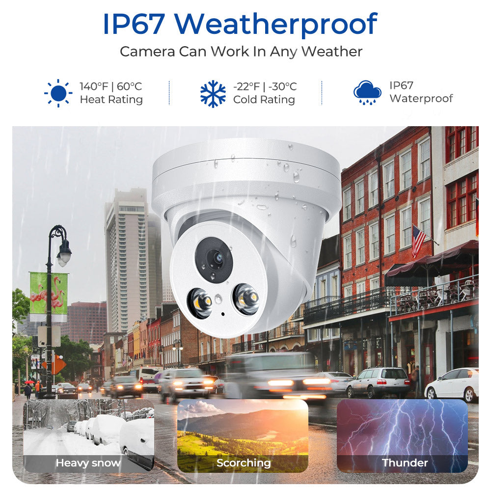 Hikvision Compatible 4MP Turret Bulit-in Mic POE IP Camera with Human and Vehicle Detection H.265+ WDR