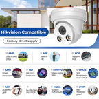 Hikvision Compatible 4MP Turret Bulit-in Mic POE IP Camera with Human and Vehicle Detection H.265+ WDR