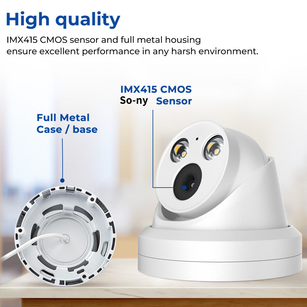 Hikvision Compatible 4MP Turret Bulit-in Mic POE IP Camera with Human and Vehicle Detection H.265+ WDR