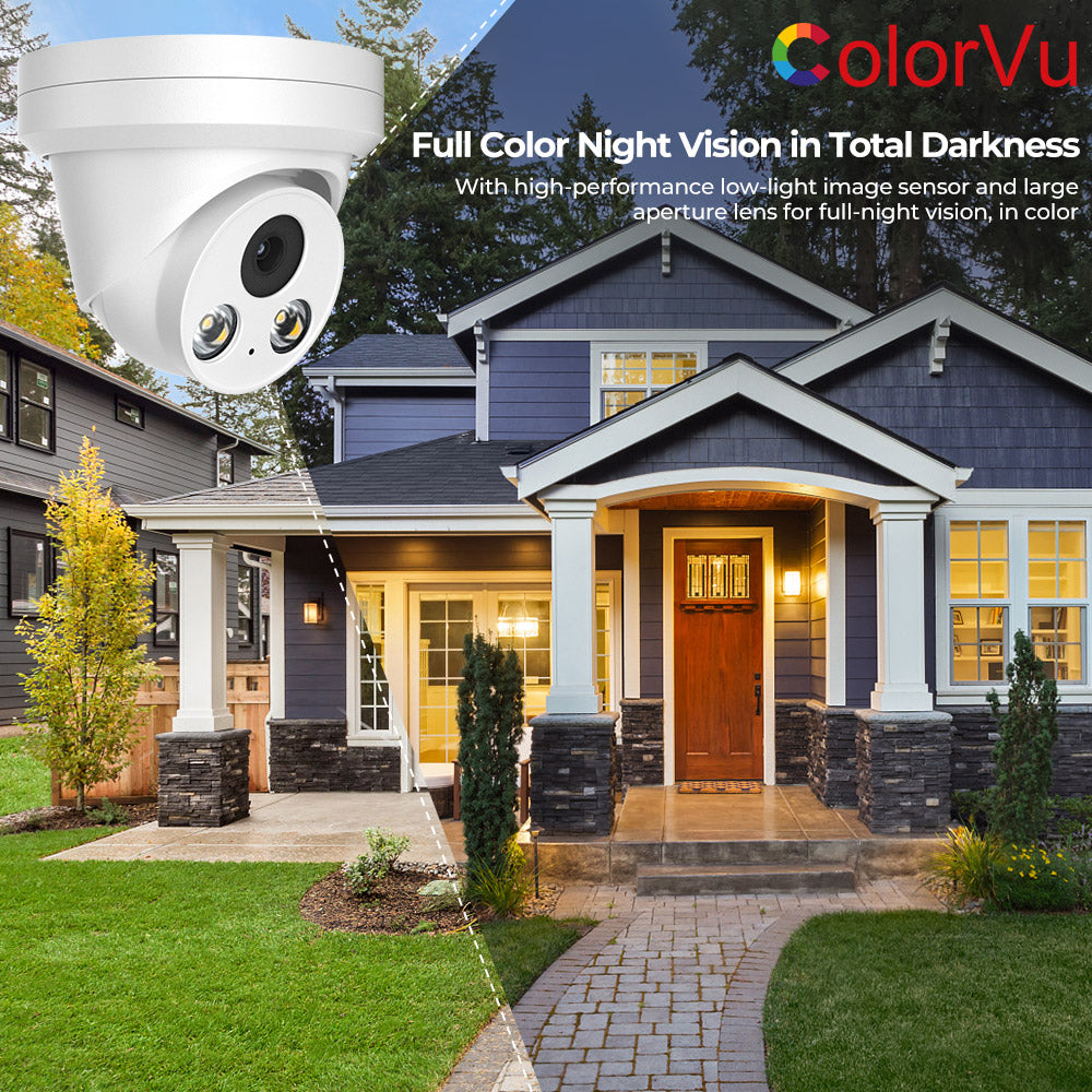 Hikvision Compatible 4MP Turret Bulit-in Mic POE IP Camera with Human and Vehicle Detection H.265+ WDR