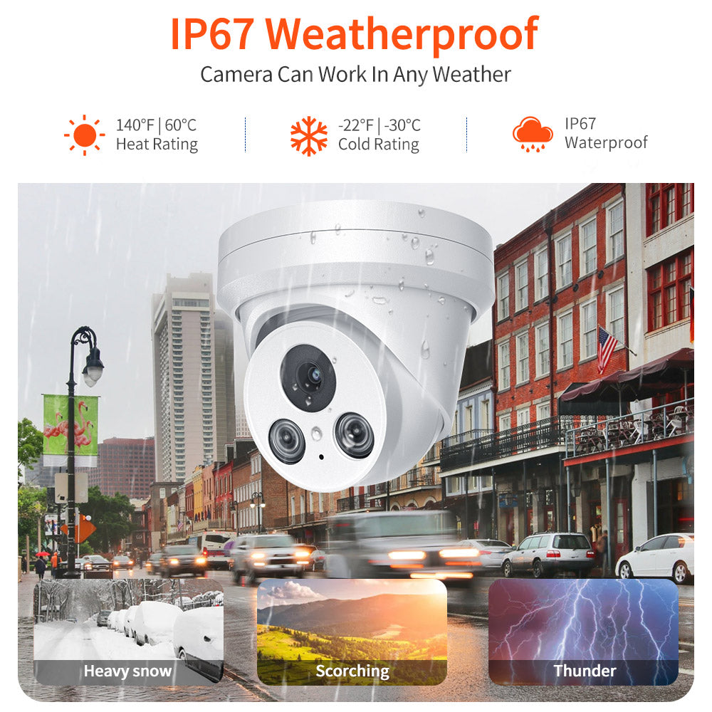 Hikvision Compatible 5MP Full-Color Built-in Mic Fixed Turret POE IP Camera 2.8mm with Motion Detection