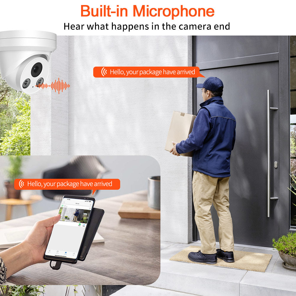 Hikvision Compatible 5MP Full-Color Built-in Mic Fixed Turret POE IP Camera 2.8mm with Motion Detection