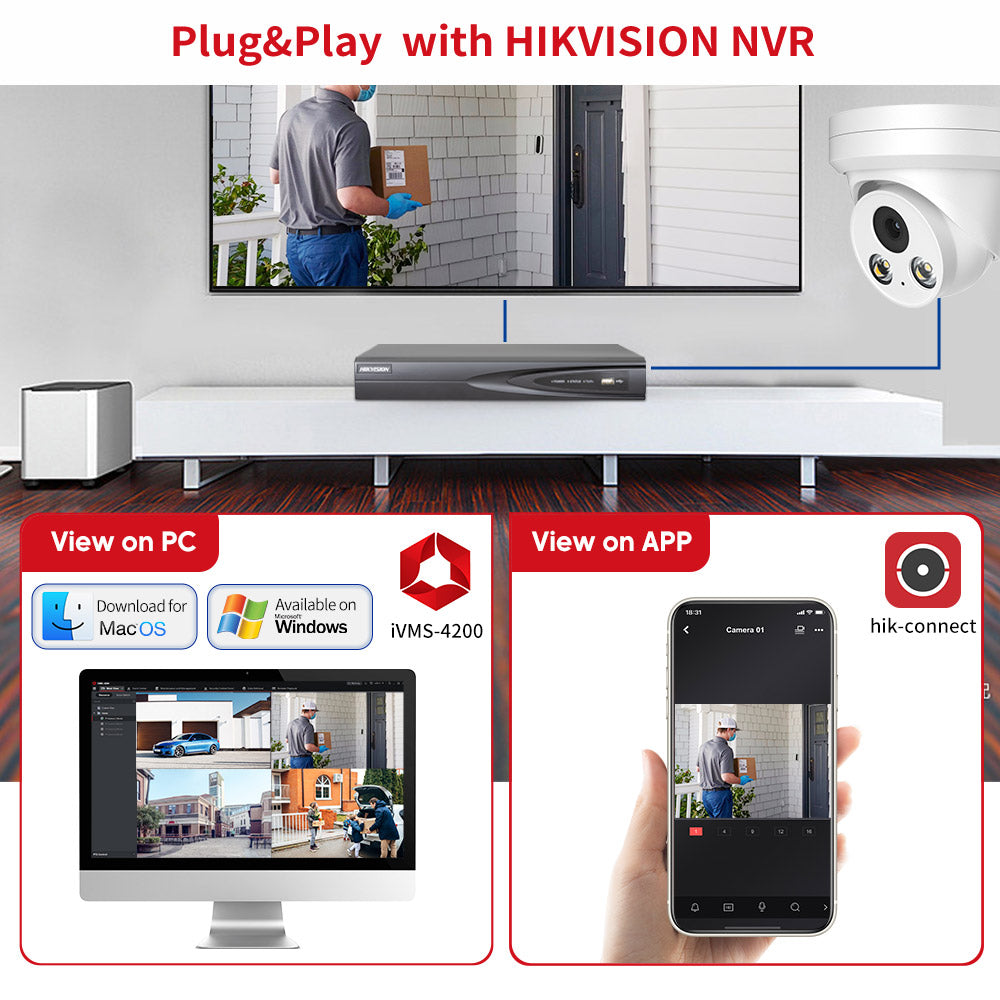 Hikvision Compatible 5MP Built-in Mic ColorVu PoE IP Camera H.265+ IP67