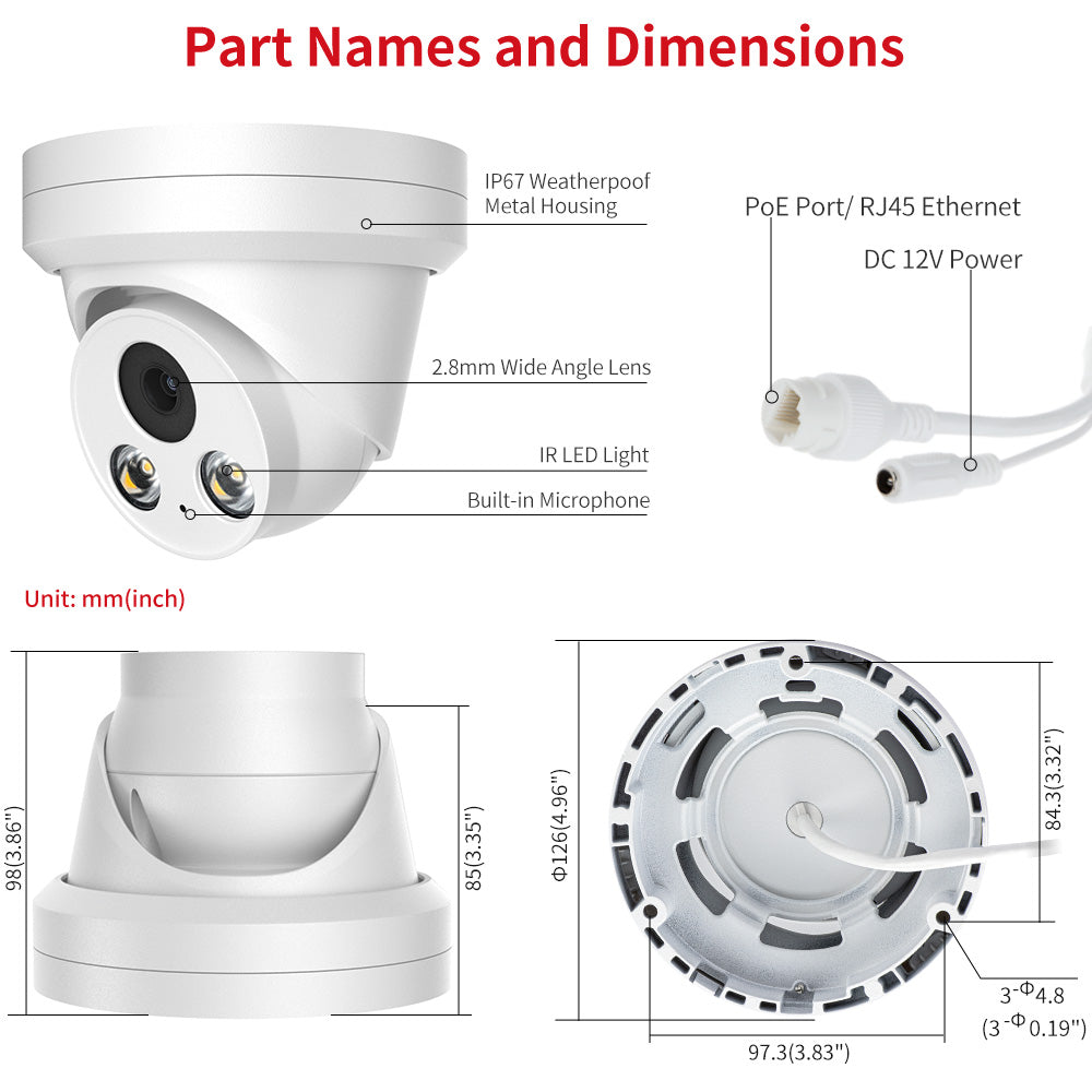 Hikvision Compatible 5MP Built-in Mic ColorVu PoE IP Camera H.265+ IP67