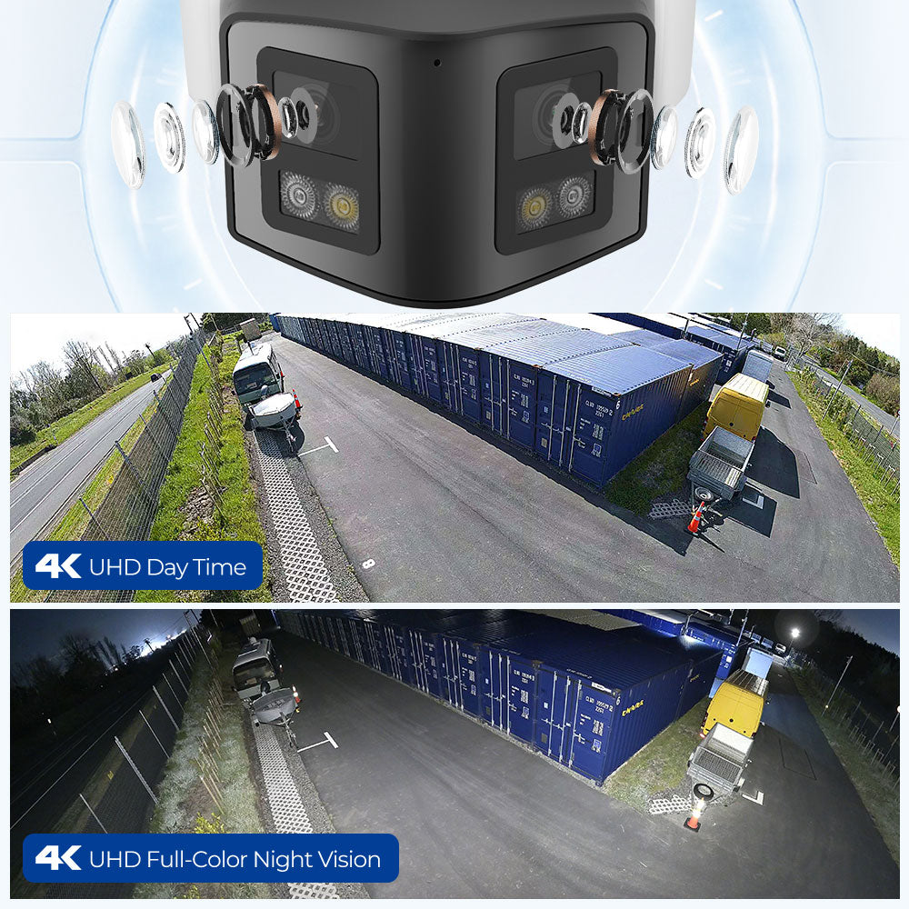 HIKVISION Compatible MIC & Speaker Panoramic 8MP IR PoE 4K 8MP IP Camera 2-Lens Color Night