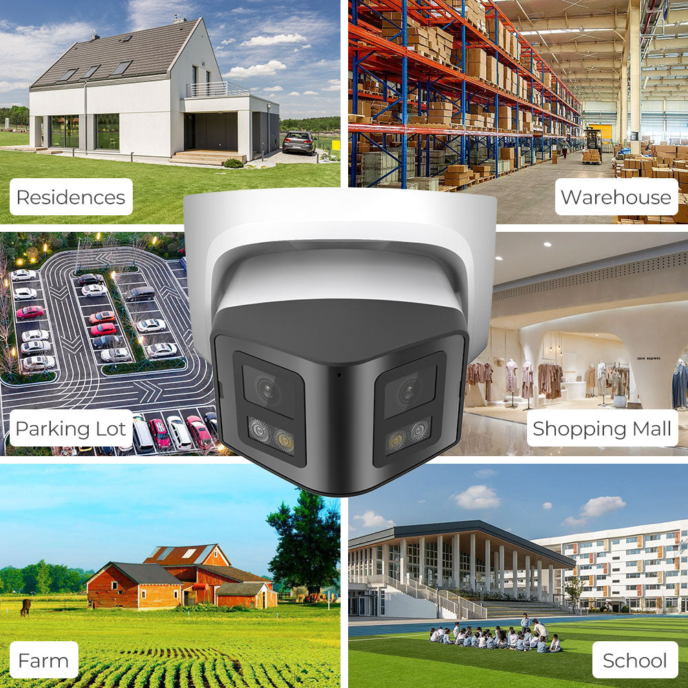 HIKVISION Compatible MIC & Speaker Panoramic 8MP IR PoE 4K 8MP IP Camera 2-Lens Color Night