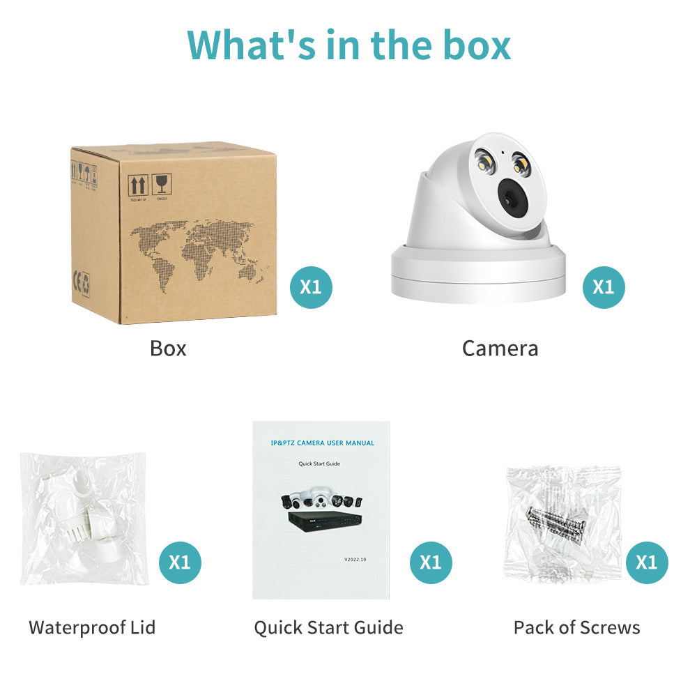 Hikvision Compatible 8MP Full-Color Turret Bulit-in Mic POE IP Camera H.265+ WDR