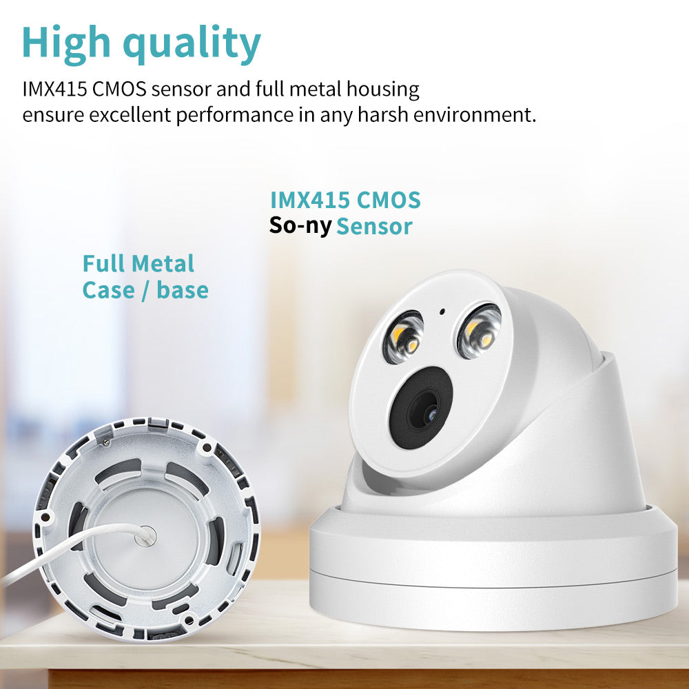 Hikvision Compatible 8MP Full-Color Turret Bulit-in Mic POE IP Camera H.265+ WDR