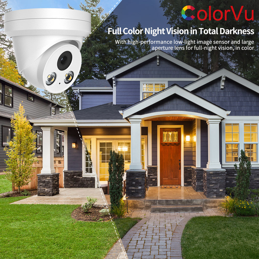 Hikvision Compatible 8MP Full-Color Turret Bulit-in Mic POE IP Camera H.265+ WDR