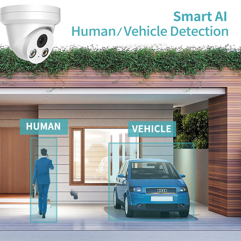 Hikvision Compatible 8MP Full-Color Turret Bulit-in Mic POE IP Camera H.265+ WDR