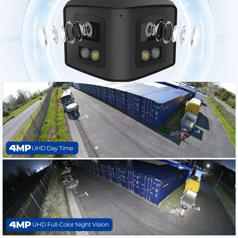 HIKVISION Compatible Panoramic Bullet 4MP Color Night IR Smart Light IP Camera 2-Len Speaker