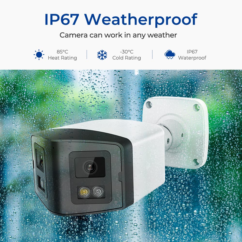HIKVISION Compatible Panoramic Bullet 4MP Color Night IR Smart Light IP Camera 2-Len Speaker