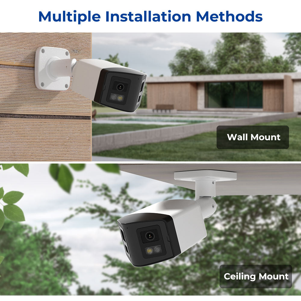HIKVISION Compatible Panoramic Bullet 4MP Color Night IR Smart Light IP Camera 2-Len Speaker