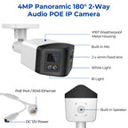 HIKVISION Compatible Panoramic Bullet 4MP Color Night IR Smart Light IP Camera 2-Len Speaker