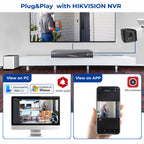 HIKVISION Compatible 8MP 2-Lens Panoramic Speaker+MIC 24/7 Color Night 4K IP Camera Bullet