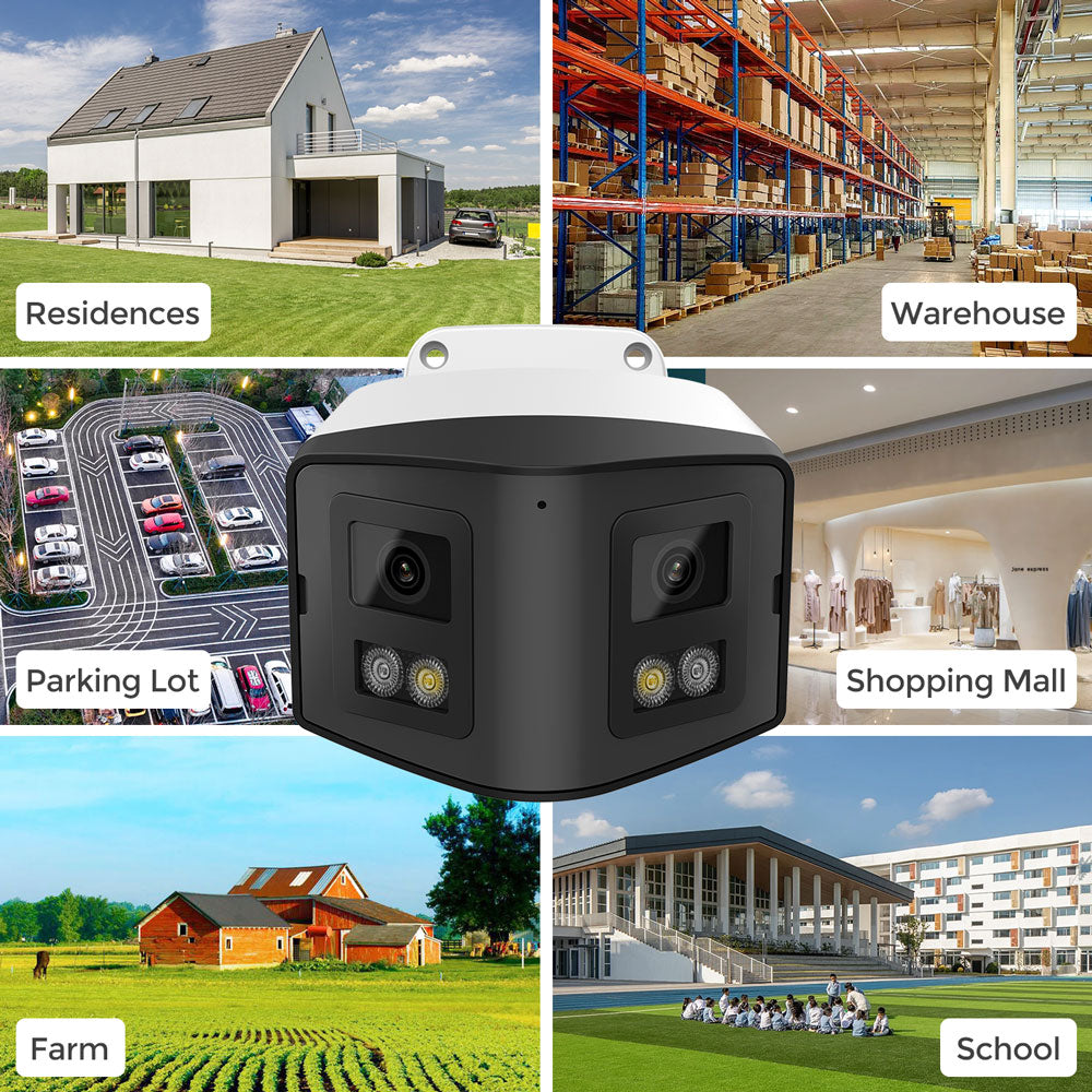 HIKVISION Compatible 8MP 2-Lens Panoramic Speaker+MIC 24/7 Color Night 4K IP Camera Bullet