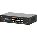 8 Port PoE Switch 2 Uplink Unmanaged 803.af/at for NVR & PoE IP Camera Plug & PLay