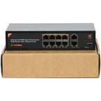 8 Port PoE Switch 2 Uplink Unmanaged 803.af/at for NVR & PoE IP Camera Plug & PLay