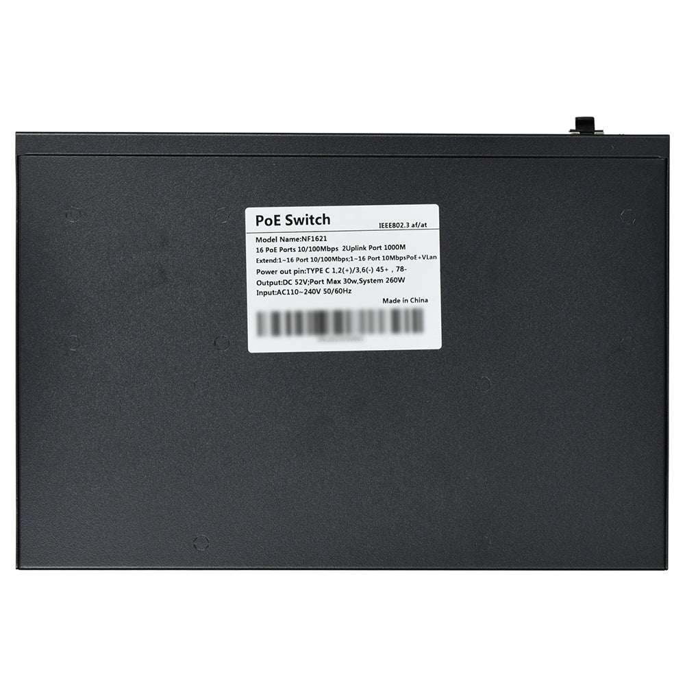16 Port Gigabit PoE Switch 16 PoE+ Ports @300W, w/ 2 Uplink Gigabit Ports + 2 Combo SFP Slots Plug & Play Sturdy Metal Rack-mountable
