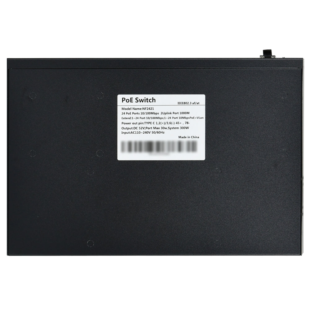 24 Port PoE Switch with 2 Gigabit Ethernet Uplink Port, Unmanaged 24 Port 802.3af/at 320W Rackmount Plug and Play