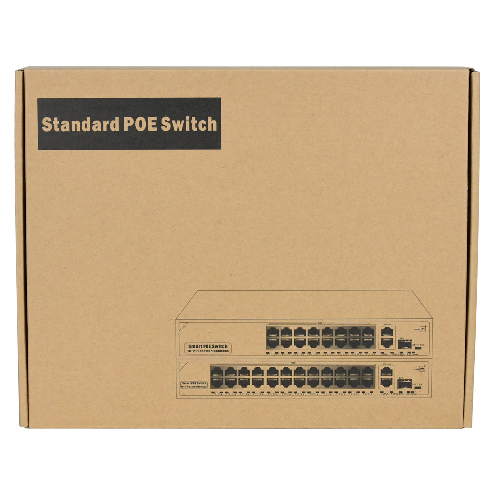 24 Port PoE Switch with 2 Gigabit Ethernet Uplink Port, Unmanaged 24 Port 802.3af/at 320W Rackmount Plug and Play