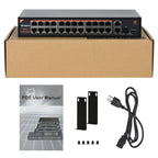 24 Port PoE Switch with 2 Gigabit Ethernet Uplink Port, Unmanaged 24 Port 802.3af/at 320W Rackmount Plug and Play