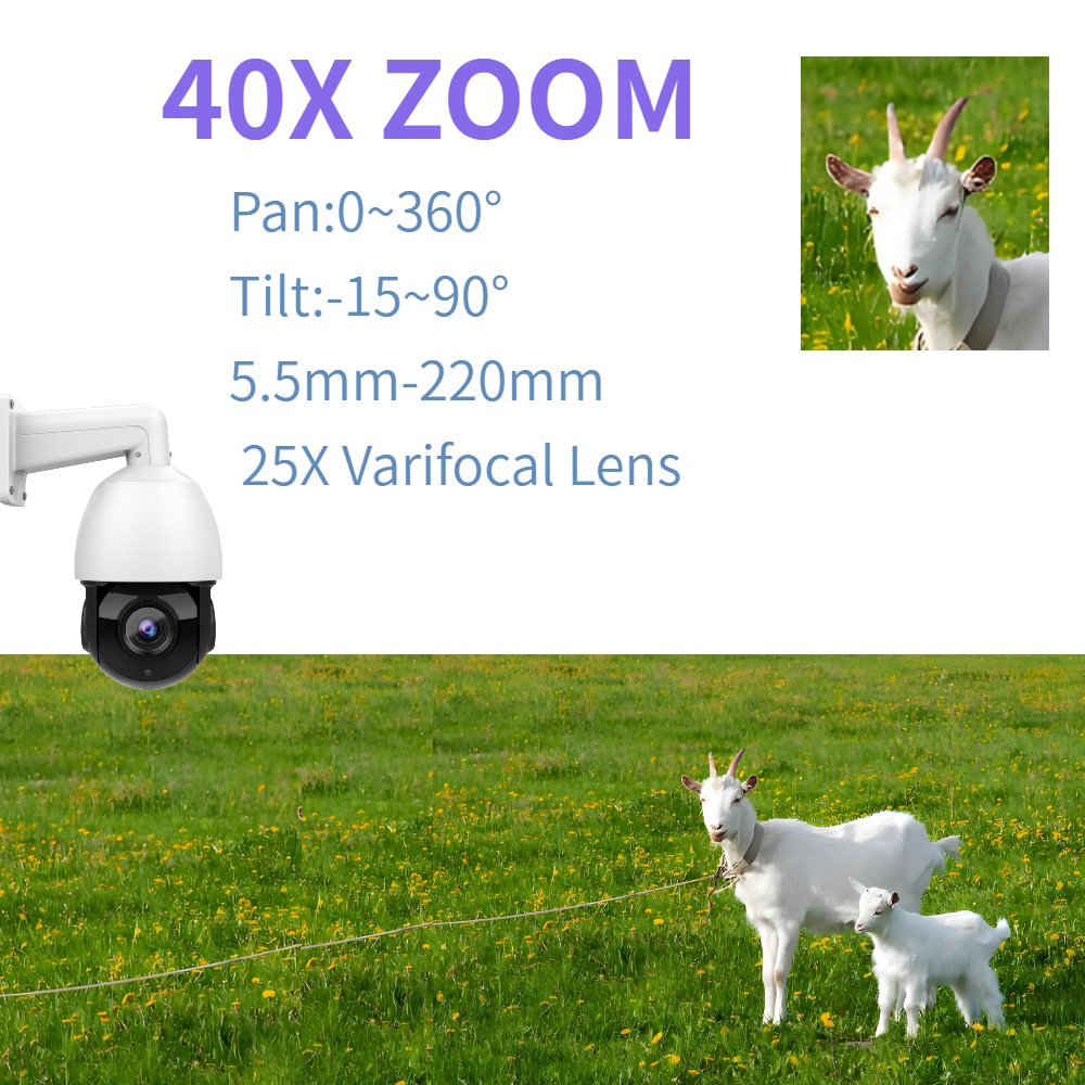 Hikvision Compatible 4K 8MP 40X PTZ Camera 2Way Audio CCTV Dome Auto Tracking